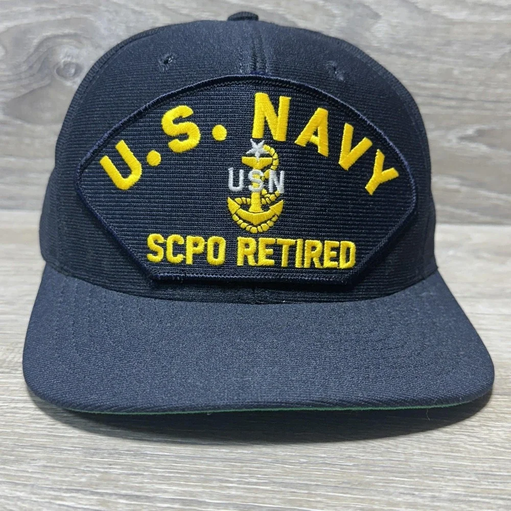 U.S. Navy Hat Cap Snap Back One‎ Size Black SCPO Retired Eagle Crest Patch Mens